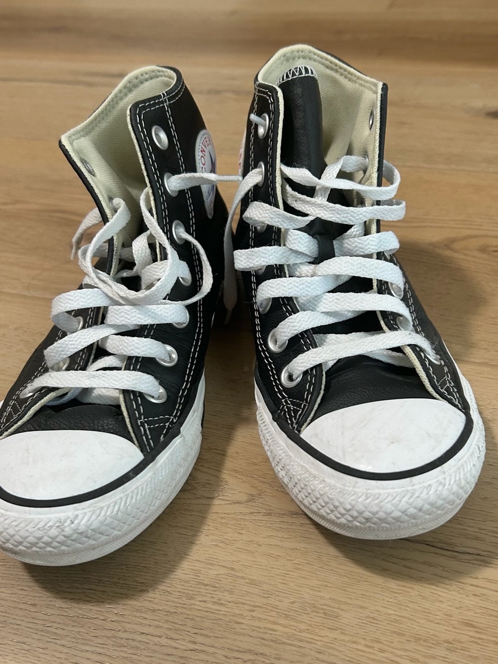 Classic Black High-Top Canvas Sneakers with White Accents sz-7